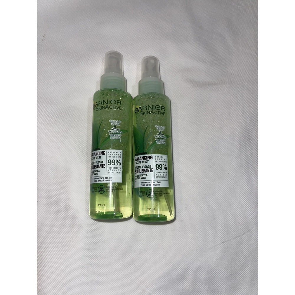 2 Pack Garnier SkinActive Balancing Facial Mist Green Tea 4.4oz Spray Toner